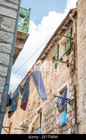 Eine wichtige historische UNESCO-Weltkulturerbe, die alte mittelalterliche Architektur Typisch für dieses venezianische Befestigungssystem, ein beliebtes europäisches Stockfoto