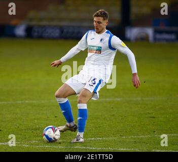 Southend, Großbritannien. Januar 2021. SOUTHEND, ENGLAND - JANUAR 09: Tom Beadling von Barrow während der Sky Bet League Two zwischen Southend United und Barrow FC im Roots Hall Stadium, Southend, UK am 09.Januar 2021 Credit: Action Foto Sport/Alamy Live News Stockfoto