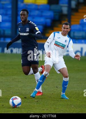 Southend, Großbritannien. Januar 2021. SOUTHEND, ENGLAND - JANUAR 09: Connor Brown von Barrow (Weiß) während der Sky Bet League Two zwischen Southend United und Barrow FC im Roots Hall Stadium, Southend, UK am 09.Januar 2021 Credit: Action Foto Sport/Alamy Live News Stockfoto