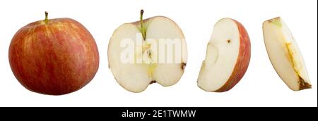 Red Apple ganze Stück auf weißem Hintergrund als Package Design Element isoliert Stockfoto