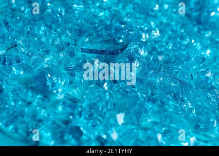 Full Frame blau gebrochen Glas Textur Hintergrund Stockfoto