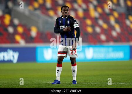 Brentford Community Stadium, London, Großbritannien. Januar 2021. English FA Cup Football, Brentford FC versus Middlesbrough; Marc Bola of Middlesbrough Credit: Action Plus Sports/Alamy Live News Stockfoto