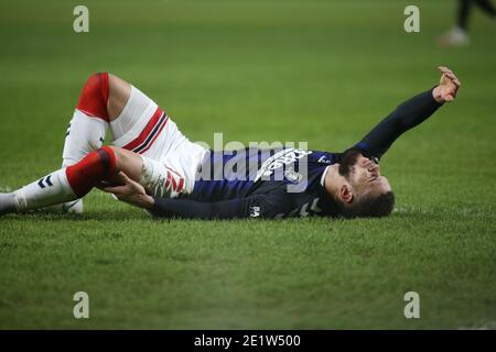 Brentford, Großbritannien. Januar 2021. LONDON, ENGLAND. 9. JANUAR Marc Bola von Middlesbrough Gesten während des FA Cup-Spiels zwischen Brentford und Middlesbrough im Brentford Community Stadium, Brentford am Samstag, 9. Januar 2021. (Quelle: Federico Maranesi) Quelle: MI News & Sport /Alamy Live News Stockfoto