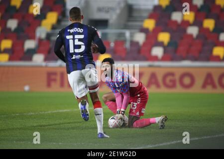 LONDON, ENGLAND. 9. JANUAR Jordan Gideon Archer von Middlesbrough schaut während des FA Cup-Spiels zwischen Brentford und Middlesbrough am Samstag, 9. Januar 2021 im Brentford Community Stadium, Brentford, auf. (Quelle: Federico Maranesi, Mi News) Stockfoto