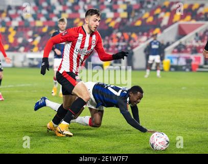 Brentford, Großbritannien. Januar 2021. Brentford Halil Darvisoglu während des FA Cup 3. Runde hinter verschlossenen Türen Spiel zwischen Brentford und Middlesbrough im Brentford Community Stadium, Brentford, England am 9. Januar 2021. Foto von Andrew Aleksiejczuk/Prime Media Images. Kredit: Prime Media Images/Alamy Live Nachrichten Stockfoto