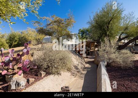 Eingang eines der Cosanti Originals in Phoenix, Arizona Stockfoto