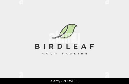 Vogel Blatt Logo Design Vektor Illustration Stockfoto