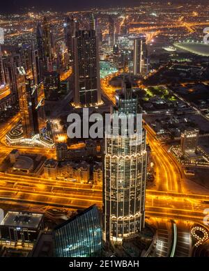 Blick vom Burj Khalifa vor Sonnenaufgang Stockfoto