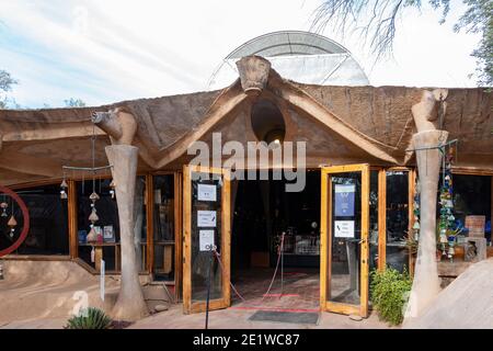 Phoneix, 2. JAN 2021 - Sonnenansicht der Cosanti Originals Stockfoto