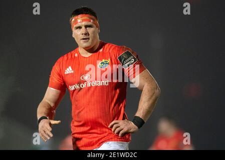 Galway, Irland. Januar 2021. CJ Stander of Munster während des Guinness PRO14 Runde 11 Match zwischen Connacht Rugby und Munster Rugby auf dem Sportplatz in Galway, Irland am 9. Januar 2021 (Foto von Andrew SURMA/SIPA USA) Kredit: SIPA USA/Alamy Live News Stockfoto