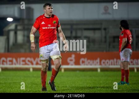 Galway, Irland. Januar 2021. Peter O'Mahony von Münster während des Guinness PRO14 Runde 11 Match zwischen Connacht Rugby und Munster Rugby auf dem Sportplatz in Galway, Irland am 9. Januar 2021 (Foto von Andrew SURMA/SIPA USA) Kredit: SIPA USA/Alamy Live News Stockfoto