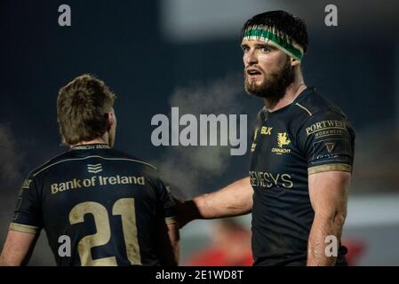 Galway, Irland. Januar 2021. Tom Daly von Connacht während des Guinness PRO14 Runde 11 Match zwischen Connacht Rugby und Munster Rugby auf dem Sportplatz in Galway, Irland am 9. Januar 2021 (Foto von Andrew SURMA/SIPA USA) Kredit: SIPA USA/Alamy Live News Stockfoto