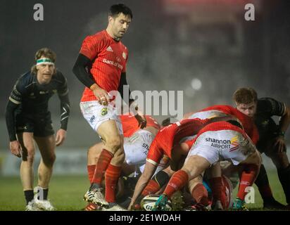 Galway, Irland. Januar 2021. Conor Murray von Munster während des Guinness PRO14 Runde 11 Match zwischen Connacht Rugby und Munster Rugby auf dem Sportplatz in Galway, Irland am 9. Januar 2021 (Foto von Andrew SURMA/SIPA USA) Kredit: SIPA USA/Alamy Live News Stockfoto