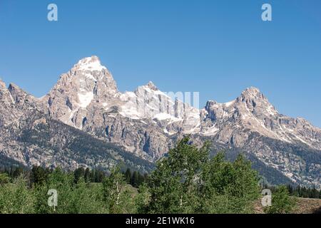 Zerklüftete Berggipfel im Grant Teton National Park Stockfoto