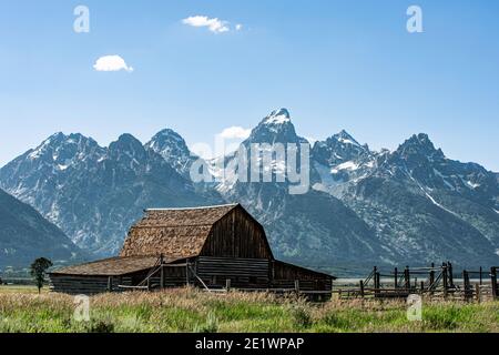 Grand Teton National Park, ikonische mormon Pionier Scheune Stockfoto