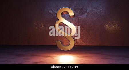 goldenes glühendes Absatzsymbol auf betonem Hintergrund 3d Rendering Illustration Stockfoto