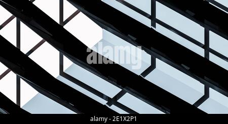 Abstrakte Architektur Detail mit Stahl und Beton Oberfläche 3d Rendering Illustration modernes minimalistisches Design Stockfoto