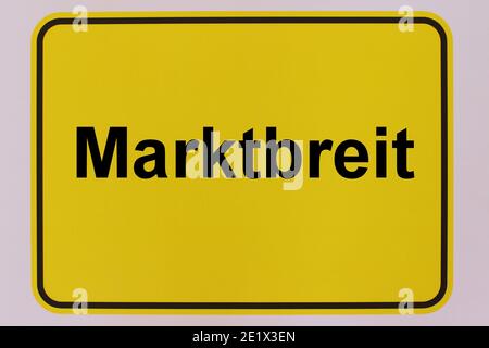 Illustration eines Stadteingangsschildes der Stadt Marktbreit in Bayern Stockfoto