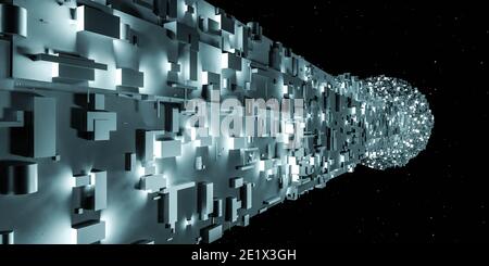 Abstrakte Raumstation in Orbit-Technologie 3d Rendering Illustration Stockfoto