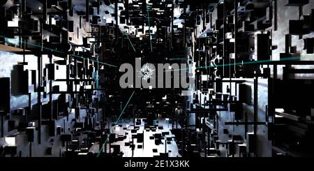 Glowing Ball mit abstrakter Technologie Computer Hardware Surce 3d Render Abbildung Stockfoto