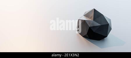 Abstrakte Form minimalistische futuristische Landschaft mit Polygon trinagular Metallform 3d-Renderdarstellung Stockfoto