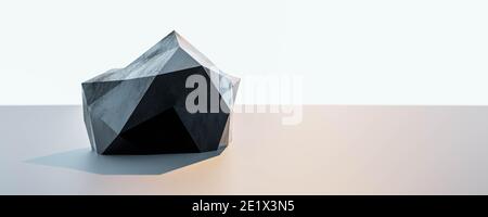 Abstrakte Form minimalistische futuristische Landschaft mit Polygon trinagular Metallform 3d-Renderdarstellung Stockfoto