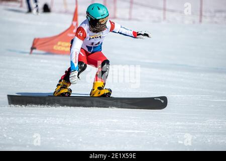 Scuol, Schweiz. Januar 2021. 09.01.2021, Scuol, Alpin Worldcup, FIS Snowboard Alpin Worldcup Scuol, KEISER Jessica (SUI) Quelle: SPP Sport Pressefoto. /Alamy Live Nachrichten Stockfoto