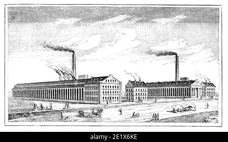 Erste deutsche Werkzeugmaschinenfabrik von Johann Zimmermann in Chemnitz, 19. Jahrhundert Stockfoto