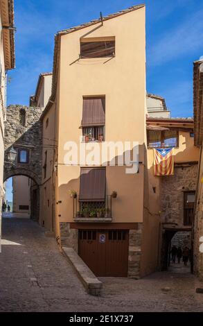 Mittelalterliches Dorf Besalu. Garrotxa, Girona, Katalonien, Spanien Stockfoto