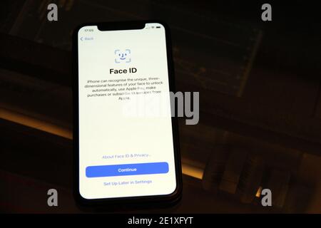 FaceID auf dem iPhone Stockfoto