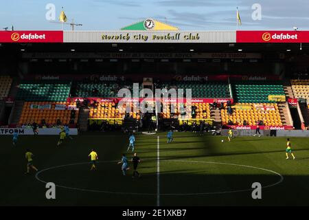 Allgemeine Spielansicht - Norwich City gegen Coventry City, The Emirates FA Cup Third round, Carrow Road, Norwich, UK - 9. Januar 2021 nur für redaktionelle Verwendung - es gelten die DataCo-Einschränkungen Stockfoto