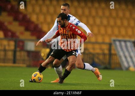 Marco Sau (Benevento) in Aktion während der Serie EIN Spiel zwischen Benevento Calcio und Atalanta BC im Stadio Comunale Ciro Vigorito am 09. Januar 2021 in Benevento, Italien. (Foto von Giuseppe Fama/Pacific Press/Sipa USA) Stockfoto