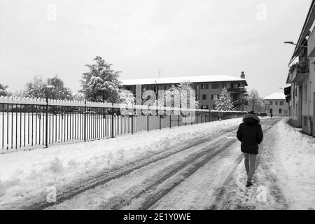 Italien, Schneefall in Casorezzo Stockfoto