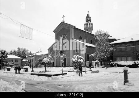 Italien, Schneefall in Casorezzo Stockfoto