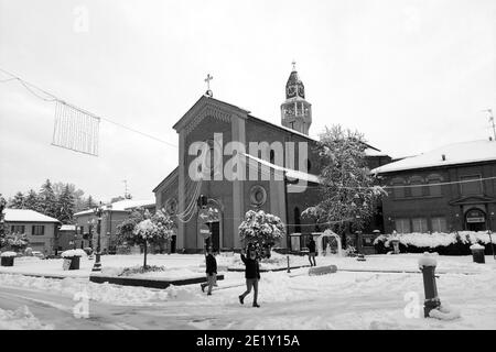 Italien, Schneefall in Casorezzo Stockfoto