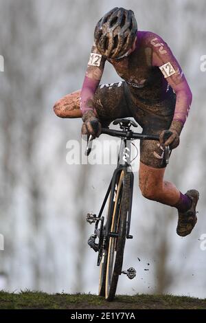 Die Belgierin Lotte Kopecky im Einsatz beim Elite-Rennen der belgischen Meisterschaften Cyclocross, Sonntag, 10. Januar 2021 in Meu Stockfoto