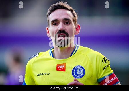 ANTWERPEN, BELGIEN - JANUAR 10: Sven Kums von KAA Gent beim Pro League Spiel zwischen Beerkot VA und KAA Gent am 10. Januar im Sporthal Kiel Stockfoto