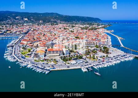 Lefkada, Griechenland. Luftaufnahme der Stadt Lefkada. Stockfoto