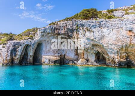 Zakynthos, Griechenland. Blaue Höhlen der Insel Zakynthos. Stockfoto