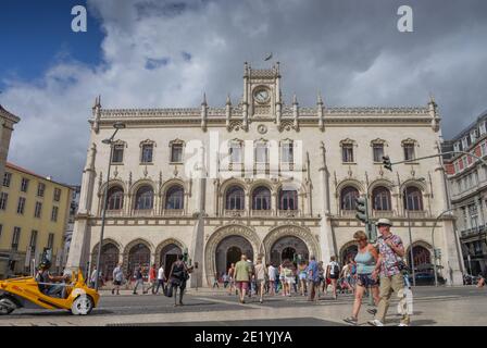 Bahnhof "Estacao de Caminhos de Ferro do Rossio", Rossio, Lissabon, Portugal Stockfoto