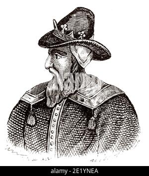 Porträt Ludwigs IV. Aus Übersee (921 - 954). König von Frankreich von 936 bis 954. Karolingische Dynastie. Geschichte Frankreichs, aus dem Buch Atlas de la France 1842 Stockfoto