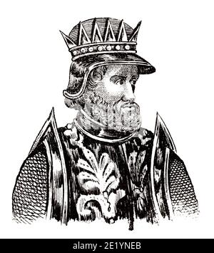 Porträt von Lothaire von Frankreich (941 - 986). König von Frankreich von 954 bis 986. Karolingische Dynastie. Geschichte Frankreichs, aus dem Buch Atlas de la France 1842 Stockfoto