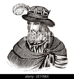 Porträt von Philippe IV. Die Messe (1268 - 1314). König von Frankreich von 1285 bis 1314. Haus von Capet, direkte Kapetaner oder Haus von Frankreich. Geschichte Frankreichs, aus dem Buch Atlas de la France 1842 Stockfoto