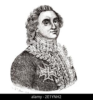 Porträt von Ludwig XVI. Der Restaurator der französischen Freiheit (1754 - 1793). König von Frankreich von 1774 bis 1793. Haus von Bourbon. Geschichte Frankreichs, aus dem Buch Atlas de la France 1842 Stockfoto