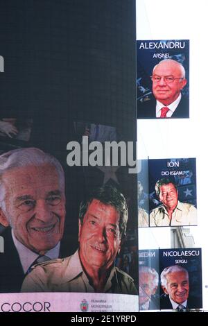 Walk of Fame, Bukarest, Rumänien. Zeremonie der Einweihung neuer Stars an die Schauspieler Alexandru Arsinel, Ion Dichiseanu & Sergiu Nicolaescu. Stockfoto