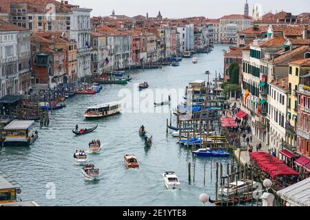 Panoramablick auf den Canal Grande in Venedig, Italien Stockfoto