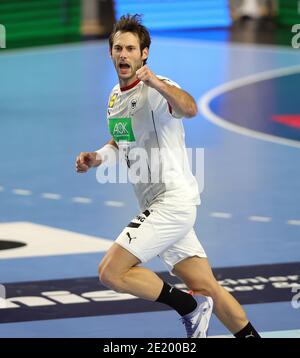 Köln, Deutschland. 10. Jan 2021. firo: 10.01.2021, Handball: EHF Euro 2022 Qualifiers, Qualifikation, Nationalmannschaft Deutschland - Österreich Uwe GENSHEIMER, GER, Jubilation Quelle: dpa/Alamy Live News Stockfoto