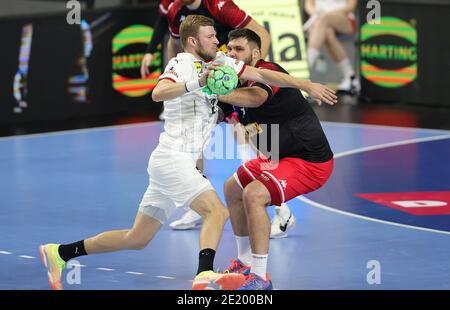 Köln, Deutschland. 10. Jan, 2021. firo: 10.01.2021, Handball: EHF Euro 2022 Qualifiers, Qualifikation, Nationalmannschaft Deutschland - Österreich Philipp WEBER, GER, Duelle Quelle: dpa/Alamy Live News Stockfoto