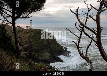 WA19065-00...WASHINGTON - North Point Leuchtturm im Cape Disappointment State Park. Stockfoto