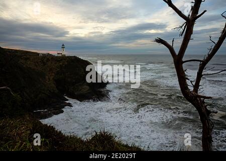 WA19066-00...WASHINGTON - North Point Leuchtturm im Cape Disappointment State Park. Stockfoto